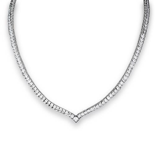 3W1316 - Rhodium Brass Jewelry Sets with AAA Grade CZ in Clear