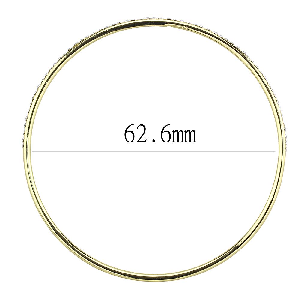 3W1406 - Gold Brass Bangle with Top Grade Crystal in Clear