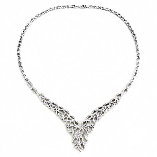 3W1414 - Rhodium Brass Jewelry Sets with AAA Grade CZ in Clear