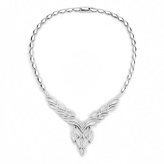 3W1418 - Rhodium Brass Jewelry Sets with AAA Grade CZ in Clear