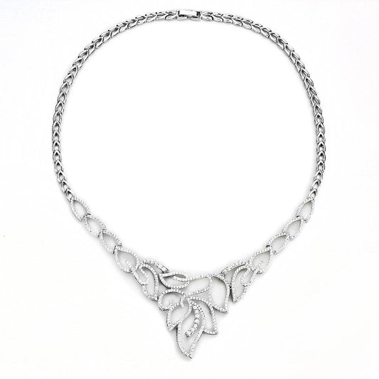 3W1420 - Rhodium Brass Jewelry Sets with AAA Grade CZ in Clear