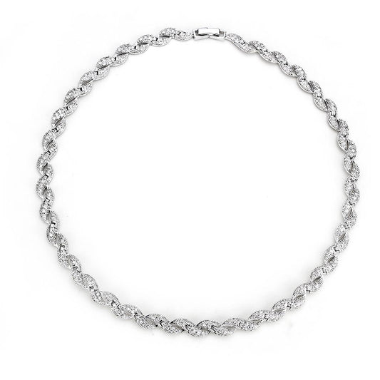 3W1421 - Rhodium Brass Jewelry Sets with AAA Grade CZ in Clear