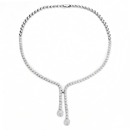 3W1428 - Rhodium Brass Jewelry Sets with AAA Grade CZ in Clear