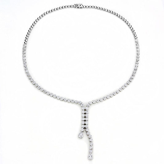 3W1429 - Rhodium Brass Jewelry Sets with AAA Grade CZ in Clear