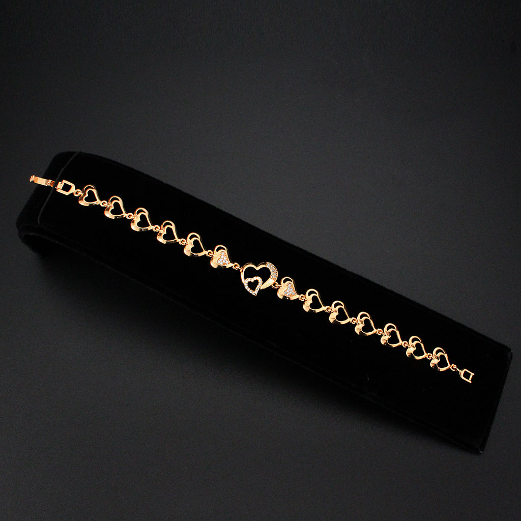 3W1633 - Flash Rose Gold Brass Bracelet with AAA Grade CZ in Clear