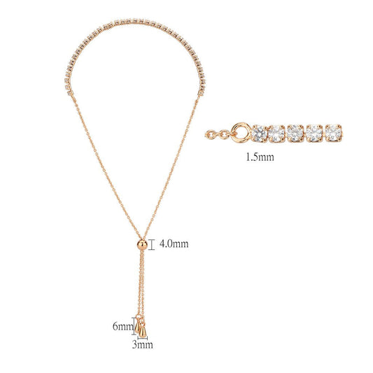 3W1639 - Rose Gold Brass Bracelet with AAA Grade CZ in Clear