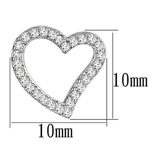 3W346 - Rhodium Brass Earrings with AAA Grade CZ in Clear