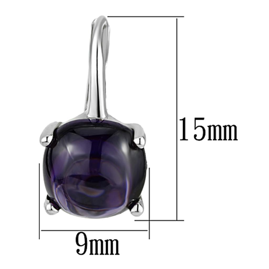3W353 - Rhodium Brass Earrings with AAA Grade CZ in Amethyst