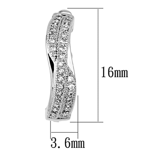 3W358 - Rhodium Brass Earrings with AAA Grade CZ in Clear