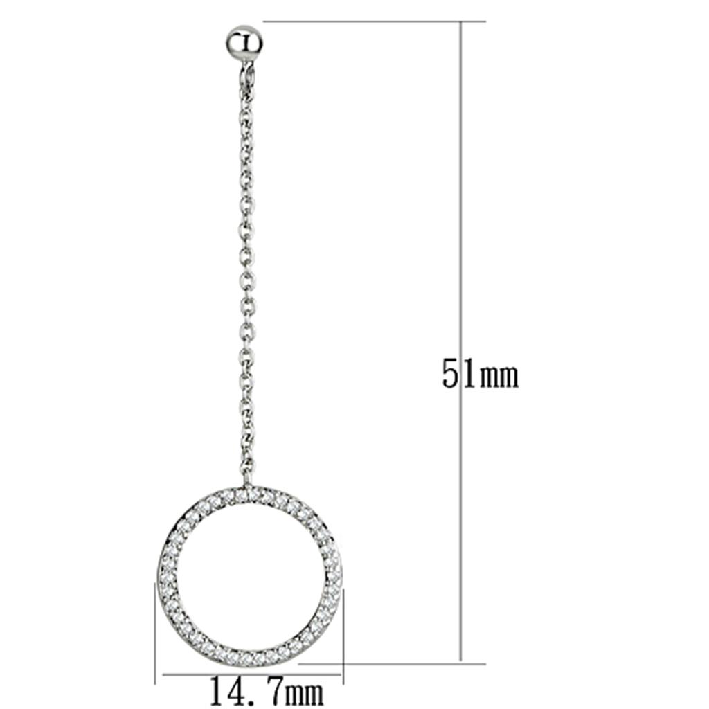 3W364 - Rhodium Brass Earrings with AAA Grade CZ in Clear