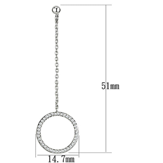 3W364 - Rhodium Brass Earrings with AAA Grade CZ in Clear