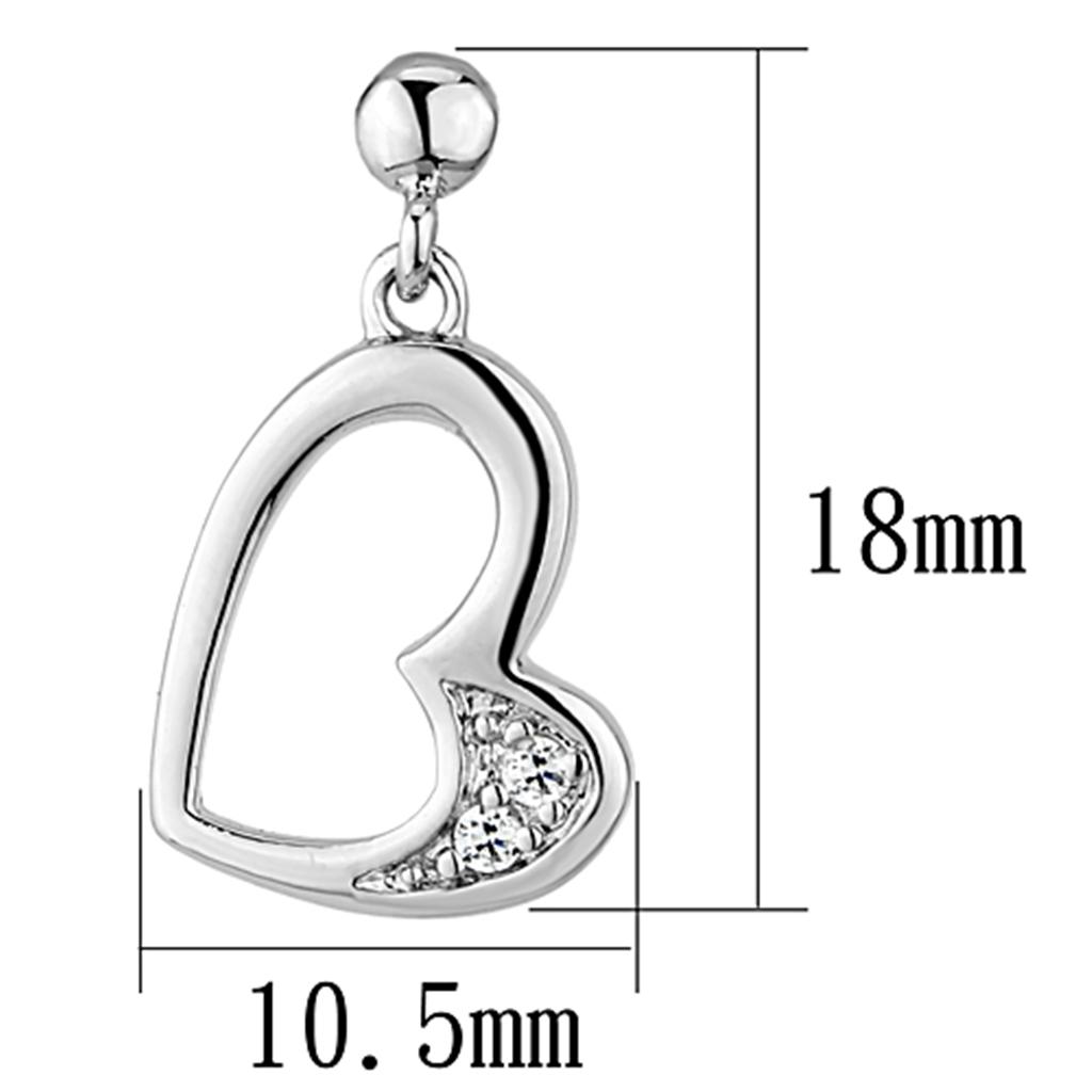 3W368 - Rhodium Brass Earrings with AAA Grade CZ in Clear