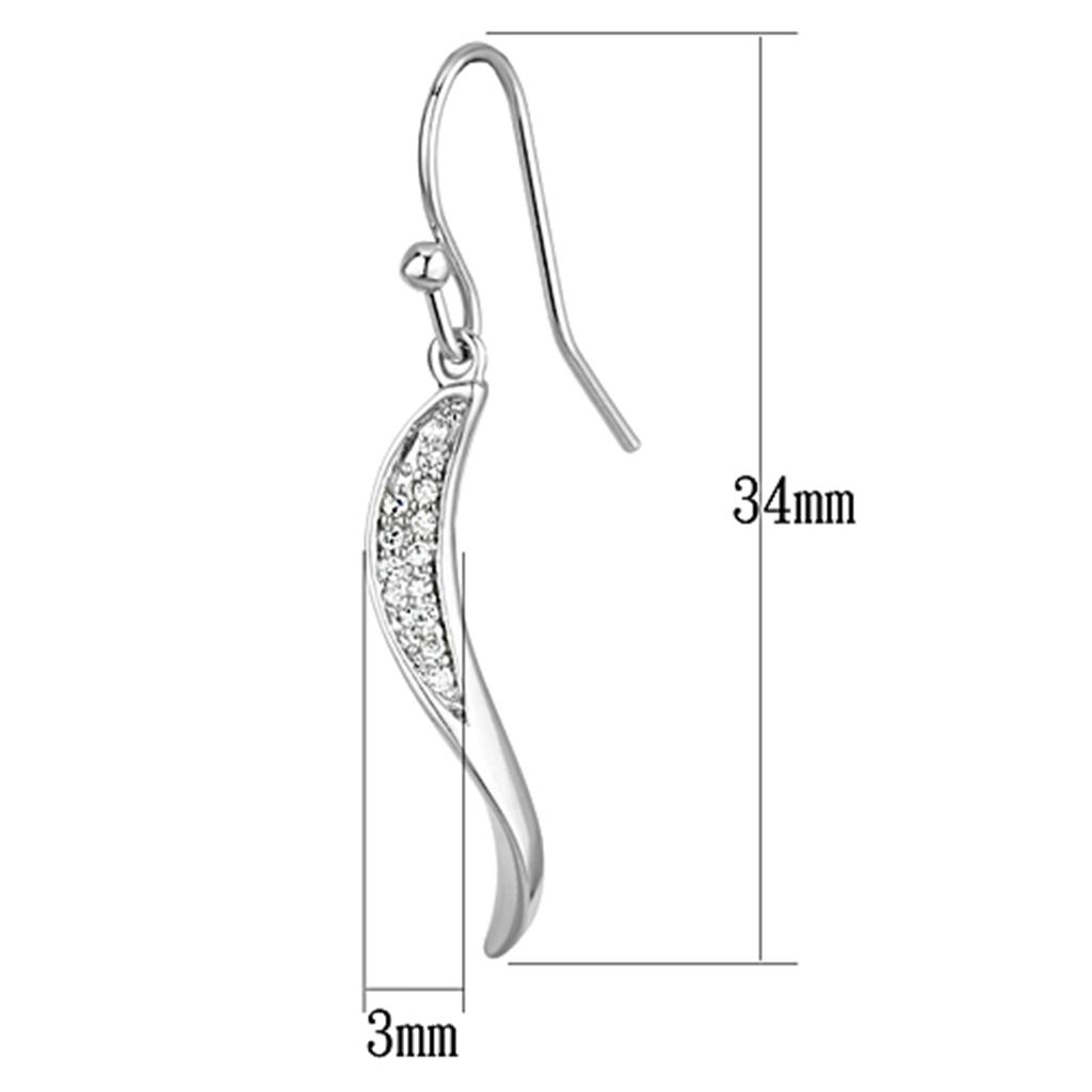 3W377 - Rhodium Brass Earrings with AAA Grade CZ in Clear