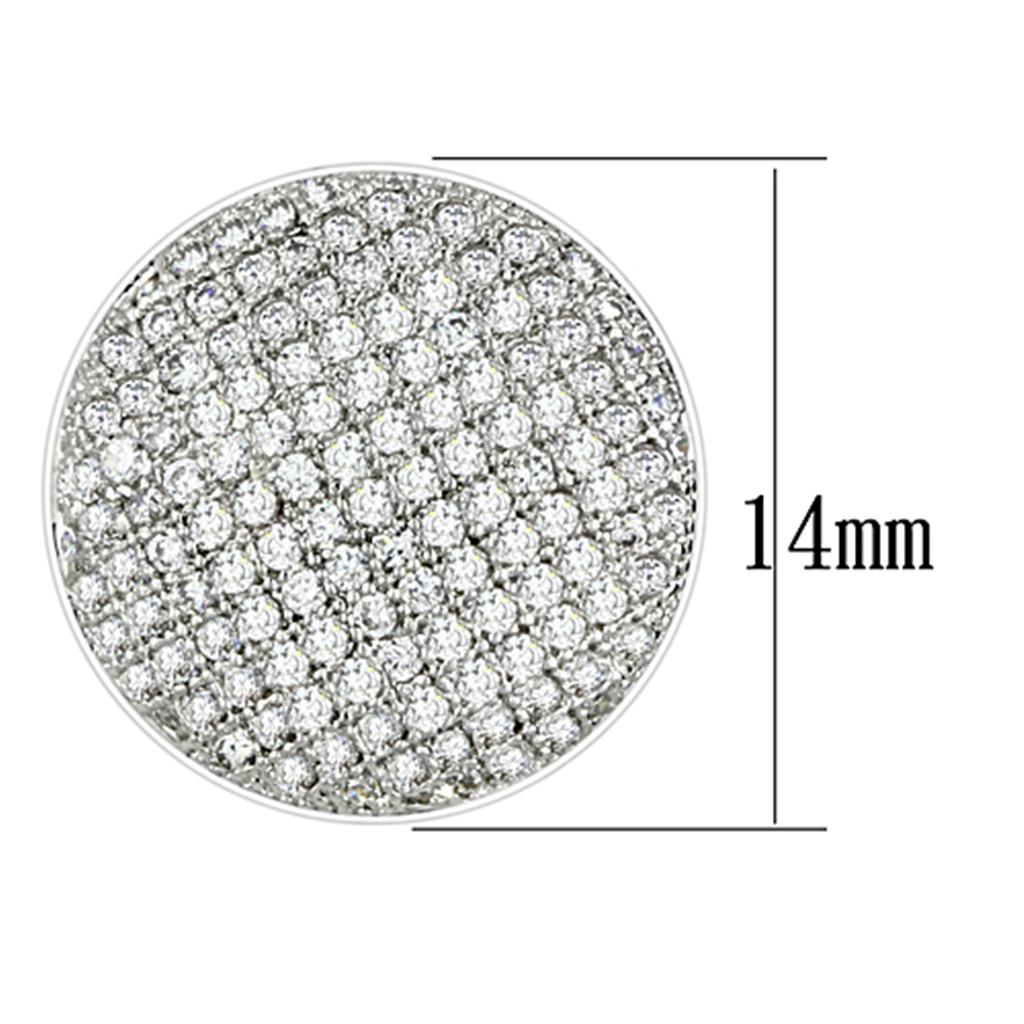 3W388 - Rhodium Brass Earrings with AAA Grade CZ in Clear