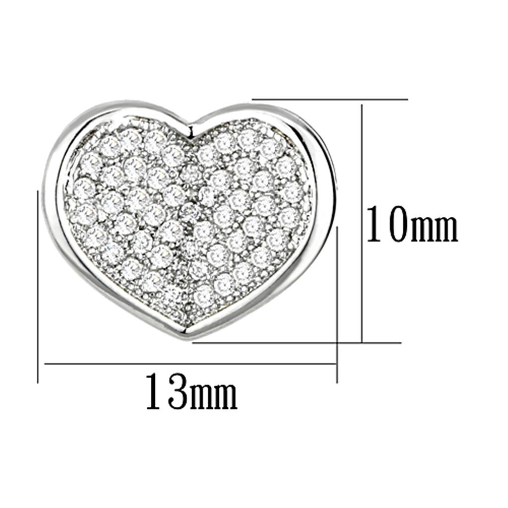 3W389 - Rhodium Brass Earrings with AAA Grade CZ in Clear