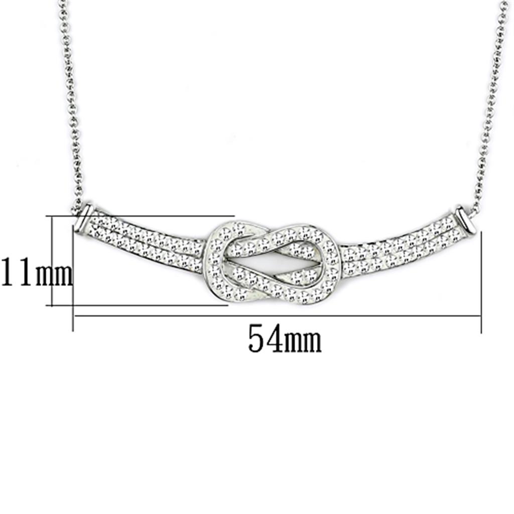 3W406 - Rhodium Brass Necklace with Top Grade Crystal in Clear