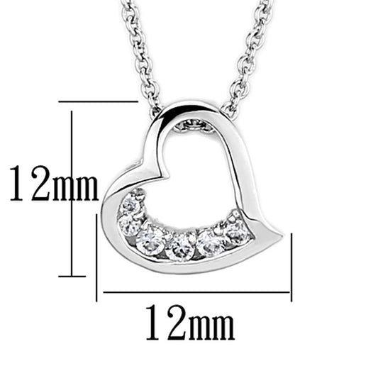 3W410 - Rhodium Brass Necklace with AAA Grade CZ in Clear