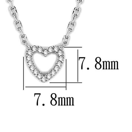 3W413 - Rhodium Brass Necklace with AAA Grade CZ in Clear