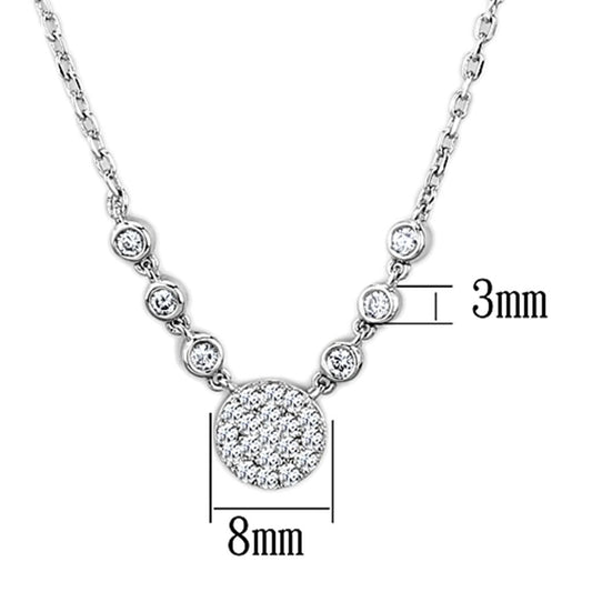 3W417 - Rhodium Brass Necklace with AAA Grade CZ in Clear