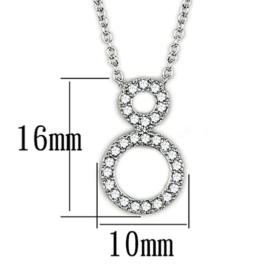 3W421 - Rhodium Brass Necklace with AAA Grade CZ in Clear