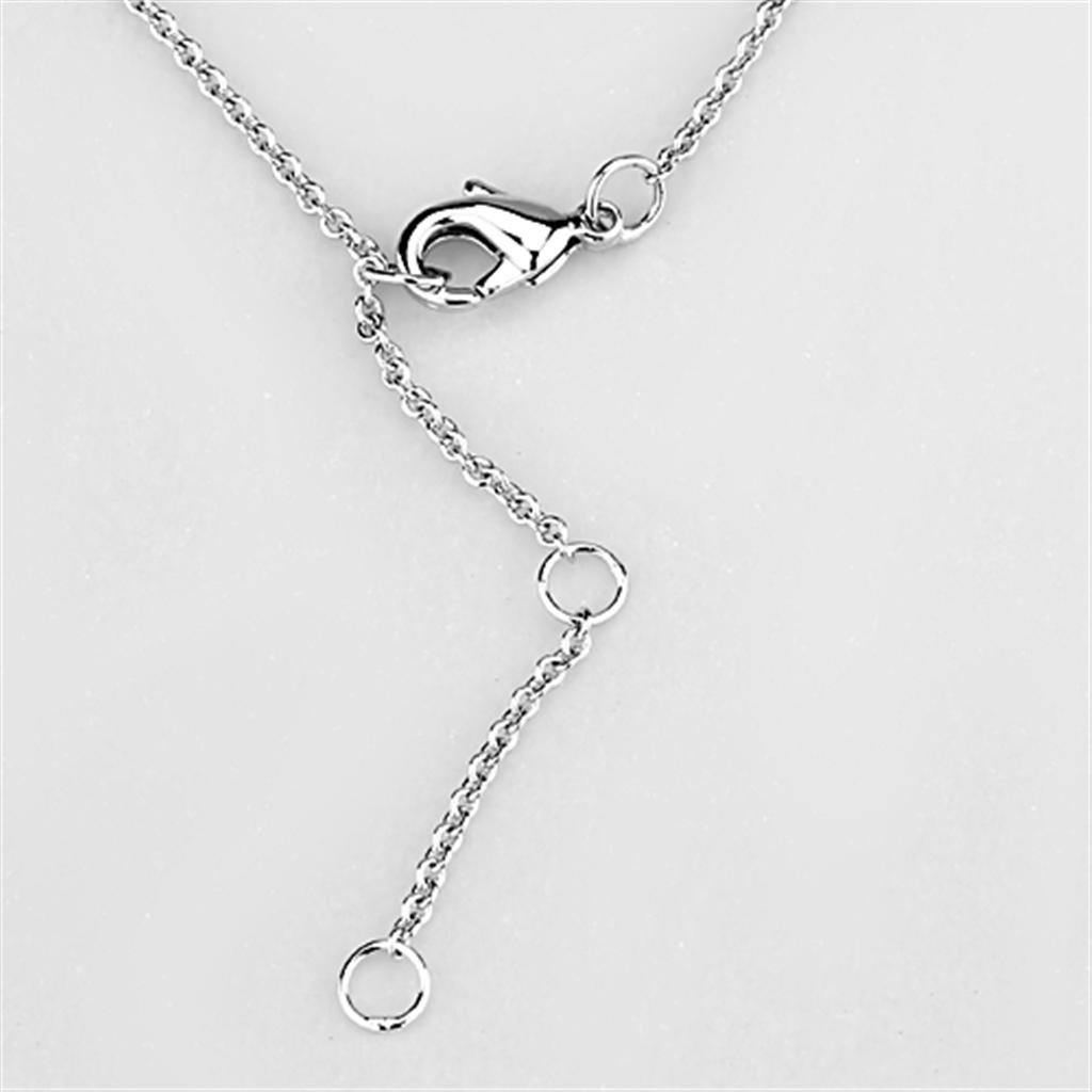 3W421 - Rhodium Brass Necklace with AAA Grade CZ in Clear