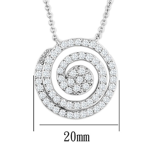 3W422 - Rhodium Brass Necklace with AAA Grade CZ in Clear