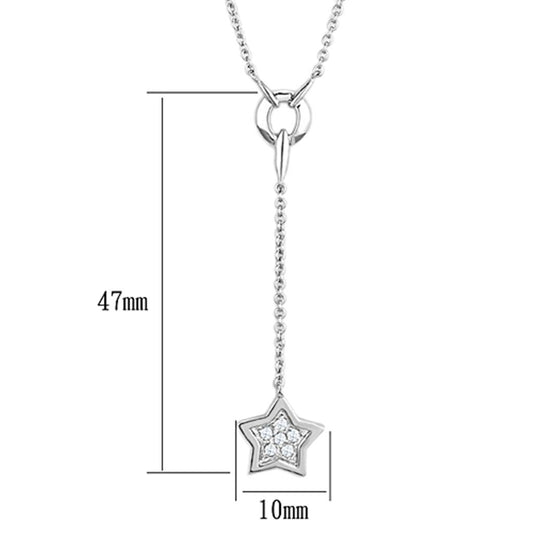 3W426 - Rhodium Brass Necklace with AAA Grade CZ in Clear