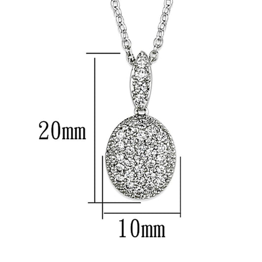 3W432 - Rhodium Brass Necklace with AAA Grade CZ in Clear