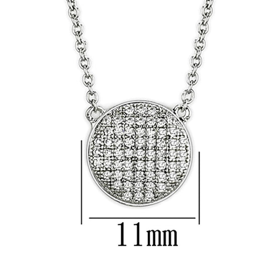 3W437 - Rhodium Brass Necklace with AAA Grade CZ in Clear