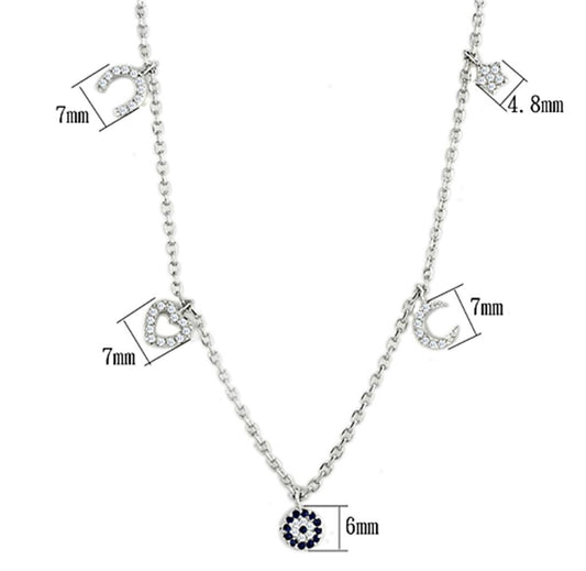 3W439 - Rhodium Brass Necklace with AAA Grade CZ in Montana