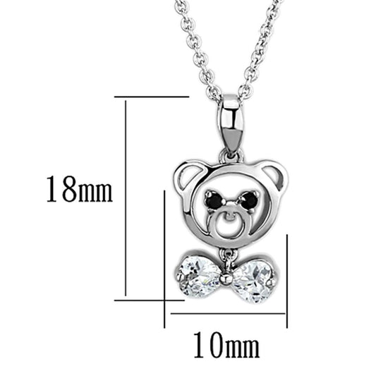 3W445 - Rhodium Brass Necklace with AAA Grade CZ in Clear