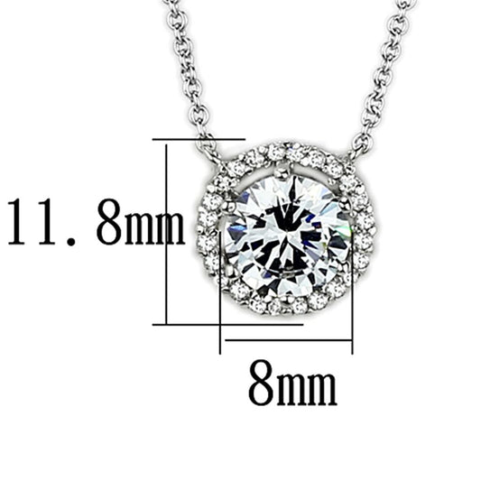 3W450 - Rhodium Brass Necklace with AAA Grade CZ in Clear