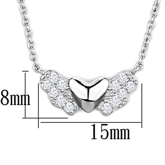 3W451 - Rhodium Brass Necklace with AAA Grade CZ in Clear