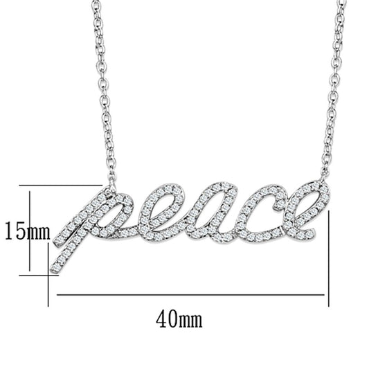 3W457 - Rhodium Brass Necklace with AAA Grade CZ in Clear