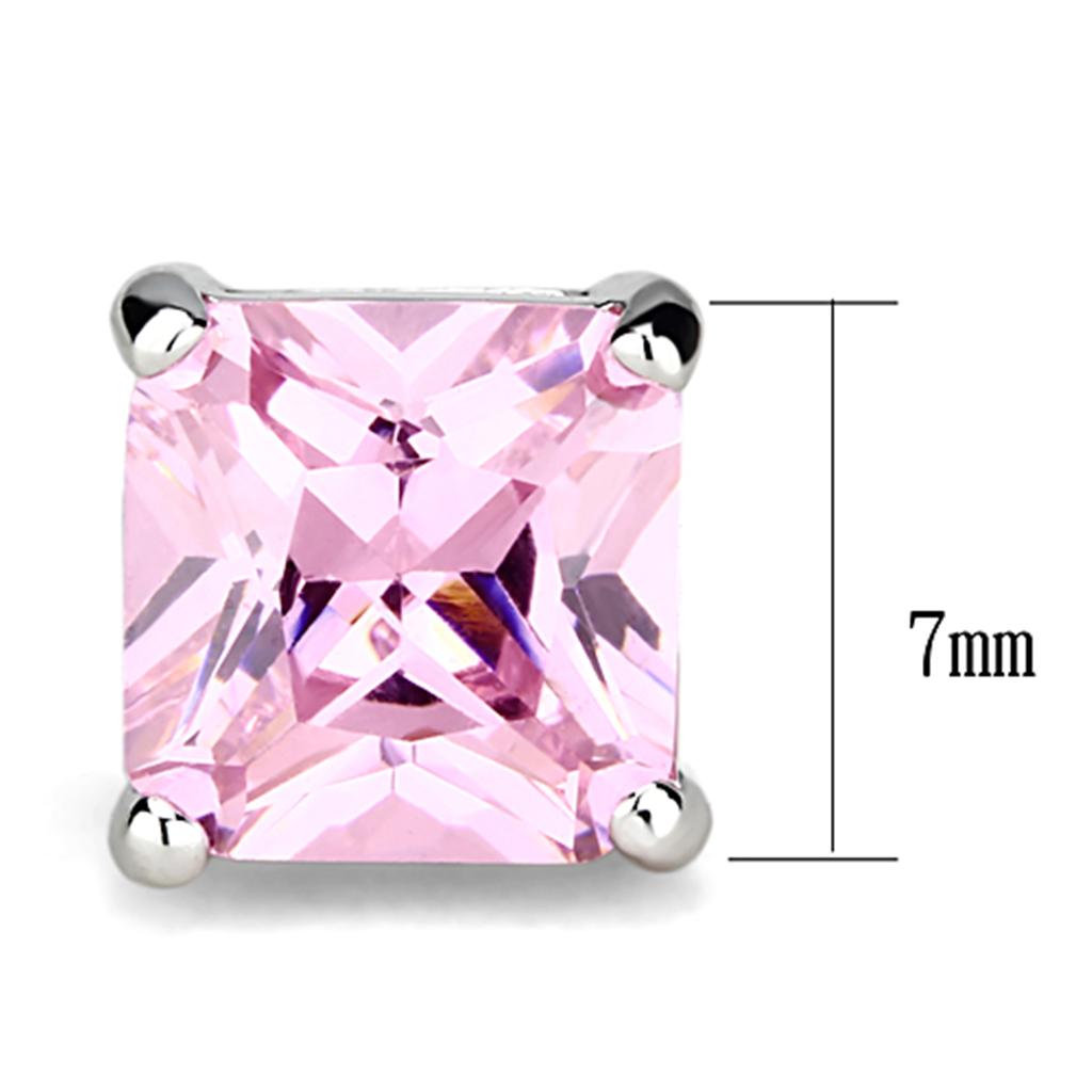 3W531 - Rhodium Brass Earrings with AAA Grade CZ in Rose