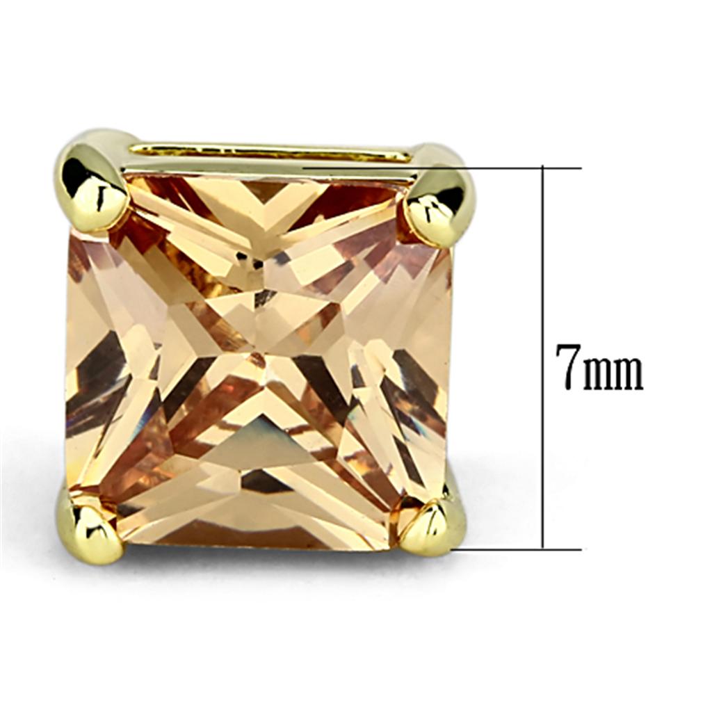 3W533 - Gold Brass Earrings with AAA Grade CZ in Champagne