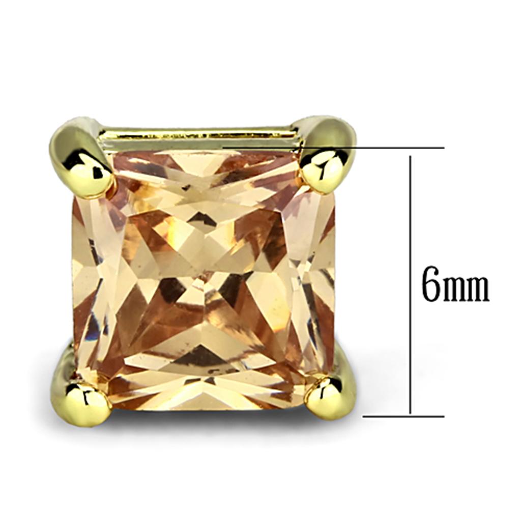 3W540 - Gold Brass Earrings with AAA Grade CZ in Champagne