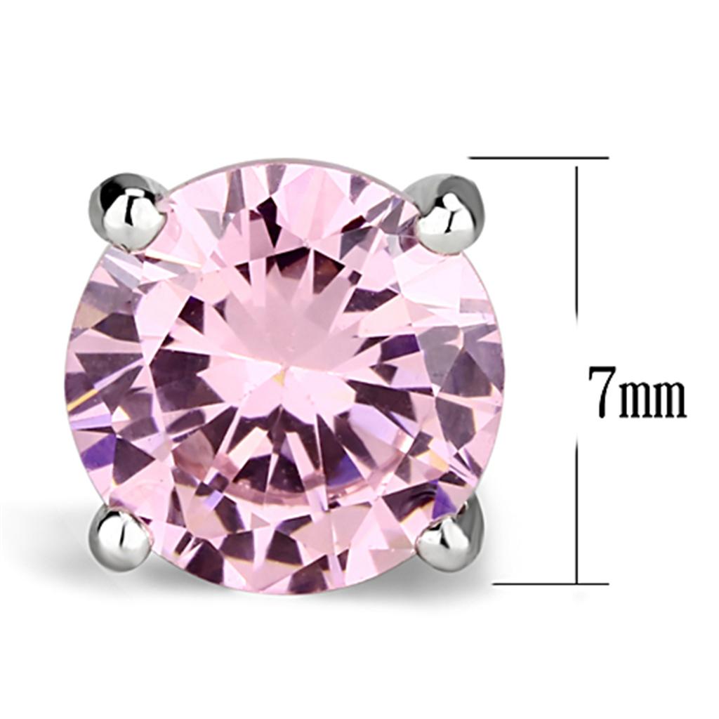 3W545 - Rhodium Brass Earrings with AAA Grade CZ in Rose