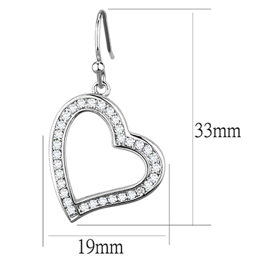 3W628 - Rhodium Brass Earrings with AAA Grade CZ in Clear