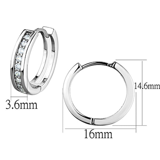 3W660 - Rhodium Brass Earrings with AAA Grade CZ in Clear