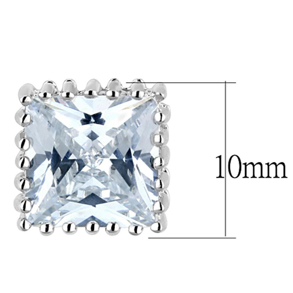 3W700 - Rhodium Brass Earrings with AAA Grade CZ in Clear