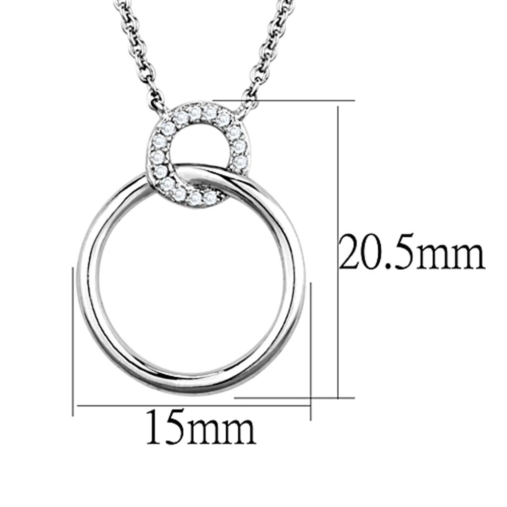 3W717 - Rhodium Brass Necklace with AAA Grade CZ in Clear