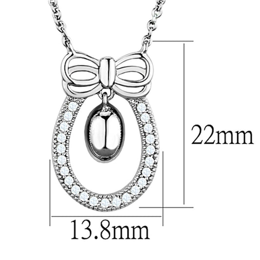 3W718 - Rhodium Brass Necklace with AAA Grade CZ in Clear