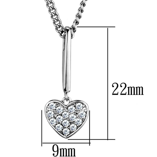 3W773 - Rhodium Brass Chain Pendant with AAA Grade CZ in Clear