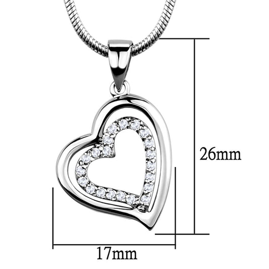 3W841 - Rhodium Brass Chain Pendant with AAA Grade CZ in Clear