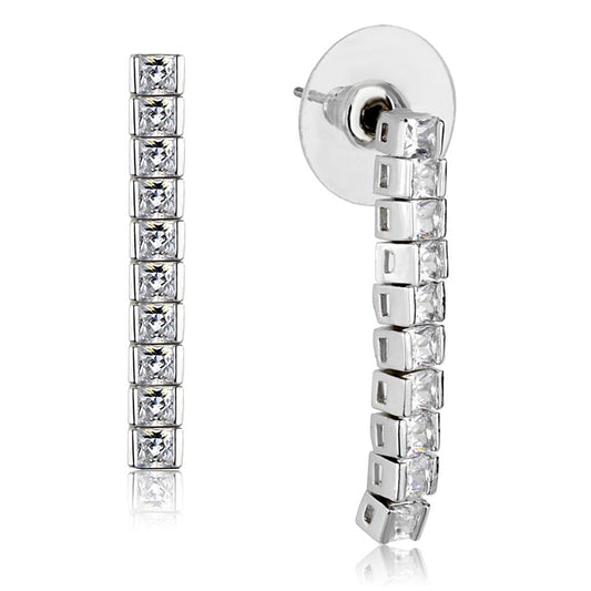 3W938 - Rhodium Brass Jewelry Sets with AAA Grade CZ in Clear
