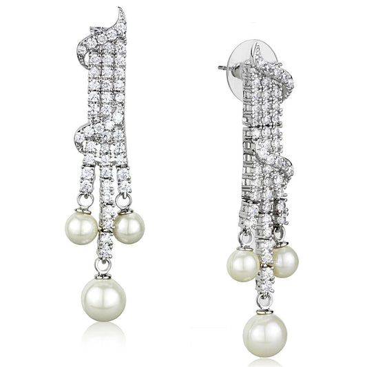 3W939 - Rhodium Brass Jewelry Sets with AAA Grade CZ in Clear