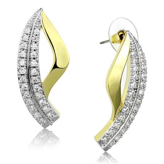 3W942 - Gold+Rhodium Brass Jewelry Sets with AAA Grade CZ in Clear