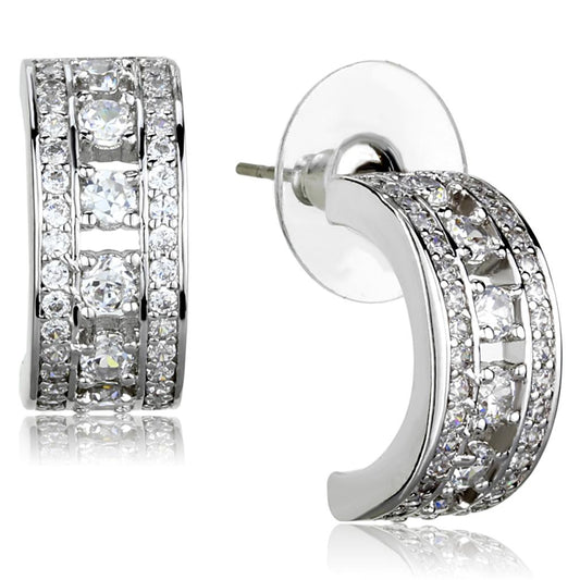 3W944 - Rhodium Brass Jewelry Sets with AAA Grade CZ in Clear
