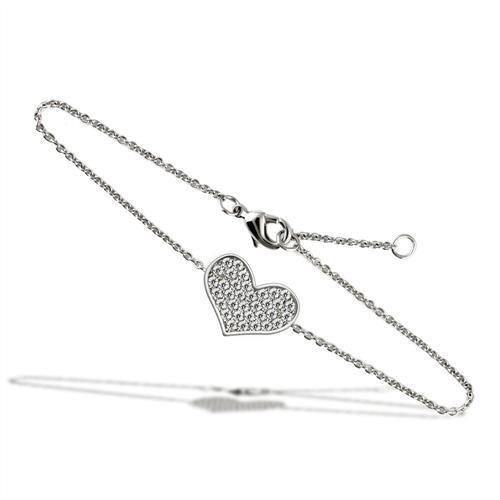 3W067 - Rhodium Brass Bracelet with AAA Grade CZ in Clear